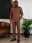 Brown Kaunda Suit with Strips - 2