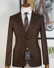 Fernando Plain Brown Double Buttons Suit - 1