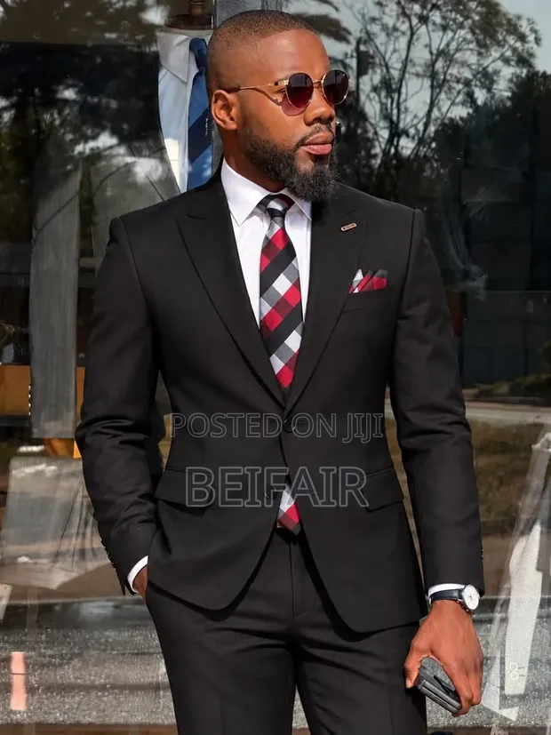 Fernando Double Button Smart Suit - Black - 1