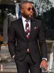 Fernando Double Button Smart Suit - Black - 1