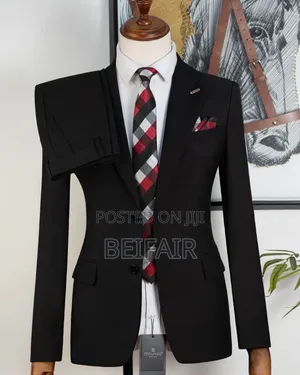 Fernando Double Button Smart Suit - Black