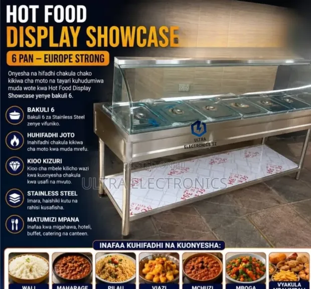 Commercial Gas Hot Food Display Showcase - 6 Bowl - 1