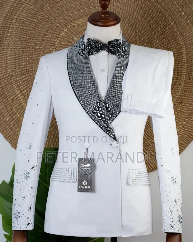 Joselino White Crystal Men's Wedding Suit - 1