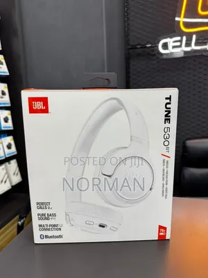 JBL Tune 530BT Pure Bass Wireless Headphones (Nyeupe)