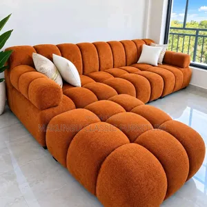 Brand New L-Shaped Sofa - Orange Fabric