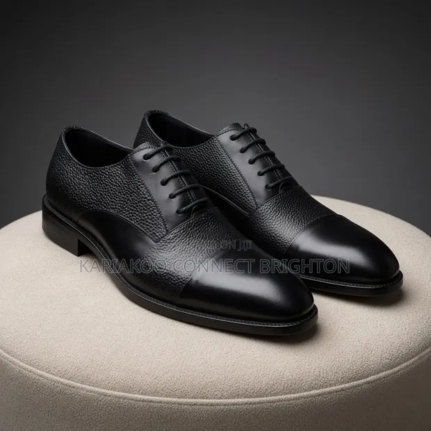 Clarks Black Textured Cap Toe Oxford Shoes - 1