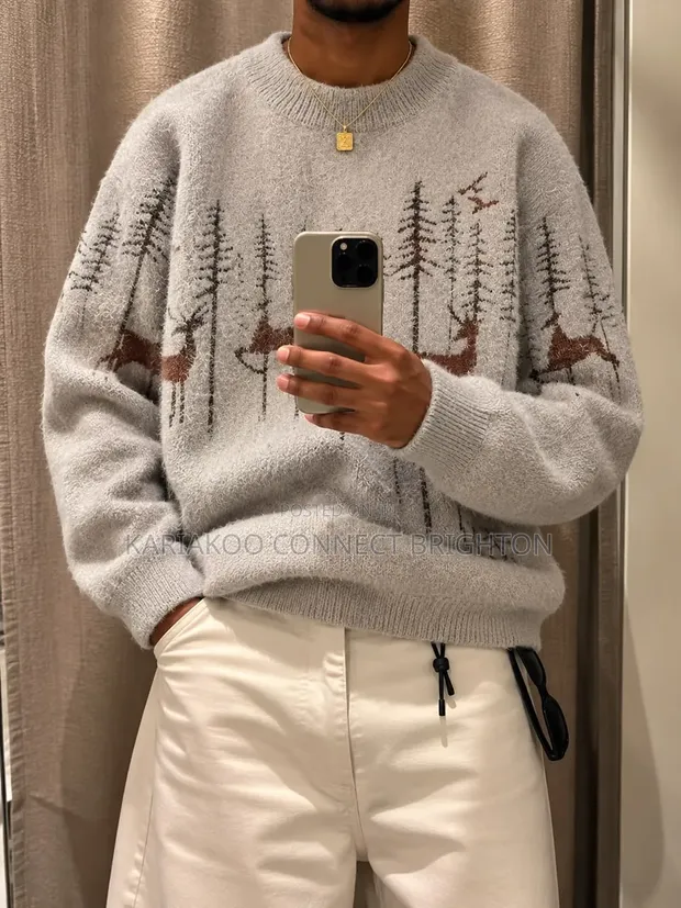 Sweater ya Levi's Grey Forest & Deer yenye Picha - 1
