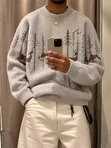 Levi's Grey Forest & Deer Patterned Crewneck Sweater - 1