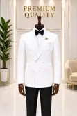 Tuxedo Nyeupe ya Wanaume ya Double-Breasted - 1