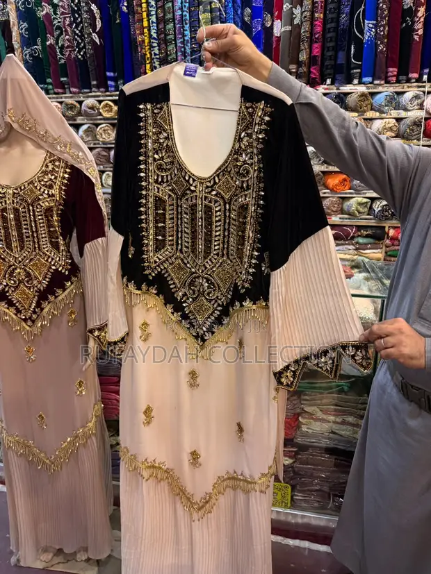 Brand New Blue Jalabiya - Schiffon & Velvet - 1