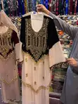Brand New Blue Jalabiya - Schiffon & Velvet - 1