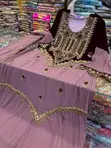 Brand New Blue Jalabiya - Schiffon & Velvet - 2