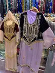 Brand New Blue Jalabiya - Schiffon & Velvet - 3