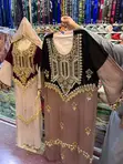 Brand New Blue Jalabiya - Schiffon & Velvet - 4