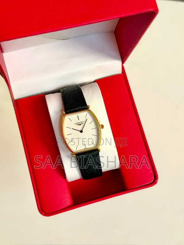 Longines Classic Watch - Black Leather Strap, Gold & White Dial - 1