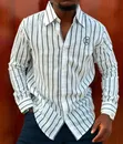 Lee Shati la Mikono Mirefu ya Mistari Nyeupe na Nyeusi kwa Wanaume - 1