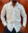 Lee Shati la Mikono Mirefu ya Mistari Nyeupe na Nyeusi kwa Wanaume - 4