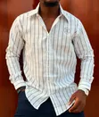 Lee Shati la Mikono Mirefu ya Mistari Nyeupe na Nyeusi kwa Wanaume - 5