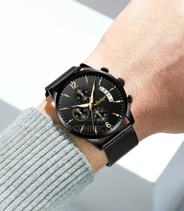 Saa ya CK Chronograph yenye Mkanda wa Mesh Nyeusi - 1