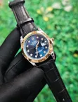 Black Dial Roman Numeral Watch with Leather Strap - 2