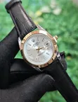 Black Dial Roman Numeral Watch with Leather Strap - 3