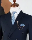Men's Dark Blue Six-Button Suit - 3