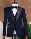 Suti ya Navy Blue yenye Lapel ya Glitter - 2