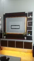 TV Showcase with LED Lights and Wall Mount - 1