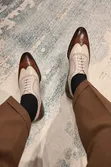 Viatu vya Ngozi vya Loafers vya Brogue Rangi Mbili - 3