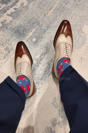 Viatu vya Ngozi vya Loafers vya Brogue Rangi Mbili