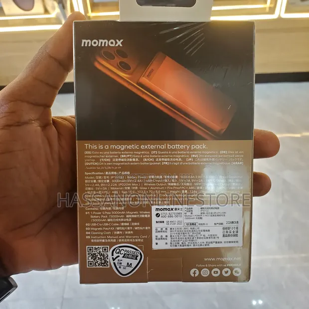 Momax 1-Power S.Pass Qi2 Magnetic Wireless Battery Pack - Rangi ya Chungwa - 1