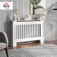White Vertical-Slatted Radiator Cover / Storage Cabinet - 1