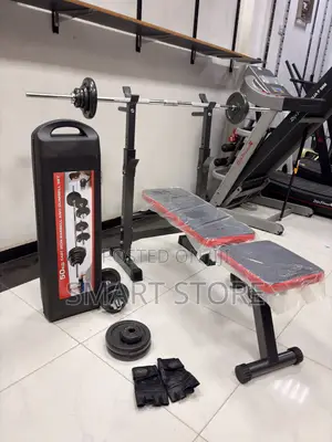 Adjustable Bench with 50KG Weight Set & Free Gloves