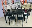 Brand New Glass and Stainless Steel Dining Set (1 Table + 6 Chairs) - 2