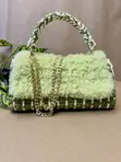 Mkoba wa Crochet Uliotengenezwa kwa Mikono na Manyoya Bandia - 2
