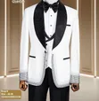 Ricardo Turkey White & Black Crystal Studded Three-Piece Suit - 2