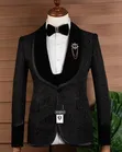 Suti ya Ricardo Turkey Nyeusi ya Jacquard Velvet na Lapel - 2