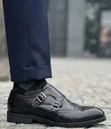 Clarks Black Double-Monk Strap Brogue Shoes - 3