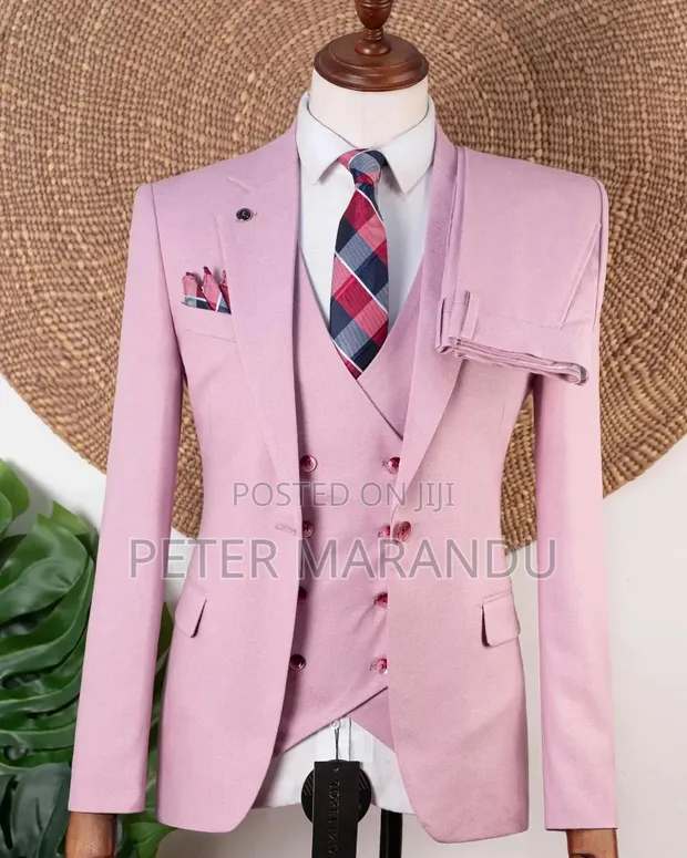 Suti ya Joselino Pink Slim Fit 3-Piece - Premium Wool - 1