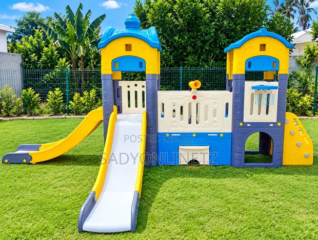 Kids Playground House with Slide, Basketball, Golf - 1