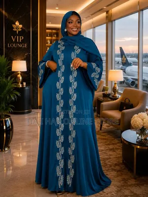 Satin Silk Abaya with Silver Work