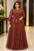 Elegant Lace Peplum Top Maxi Skirt Set - 2