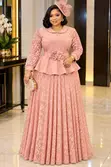 Elegant Lace Peplum Top Maxi Skirt Set - 4