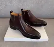 Men's J.M. Weston Brown Leather Wingtip Chelsea Zip Boots - 5