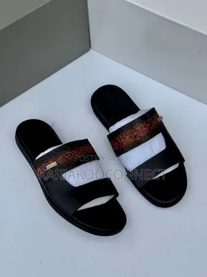 Berluti Men's Black Leather Cross-Strap Slide Sandals