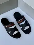 Berluti Men's Black Leather Cross-Strap Slide Sandals - 3