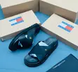 Tommy Hilfiger Men's Black Cross-Strap Platform Slide Sandals - 4