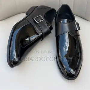 Viatu vya Monks vya Wanaume Dior Nyeusi vya Ngozi ya Patent