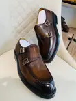 Men's Black Leather Double Monk Strap Shoes - 2