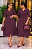 Women's Button-Down Midi Shirt Dress - 2